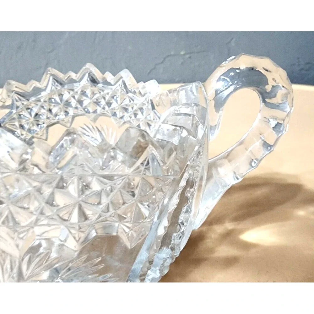 American Brilliant Period Crystal Cut Glass Pinwheel Creamer And Sugar Bowl‎ Set
